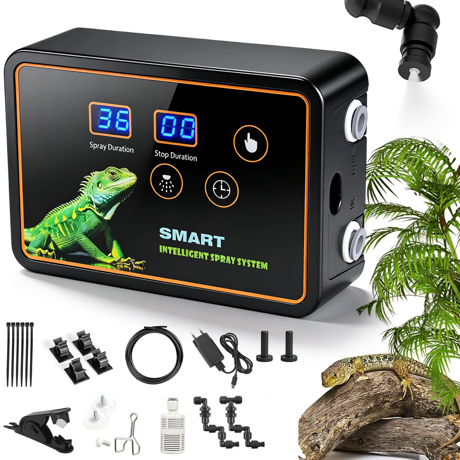 Levně Inteligentní Zvlhčovač Pro Plazy A Obojživelníky 2 360° Nastavitelná Tryska S Časovačem