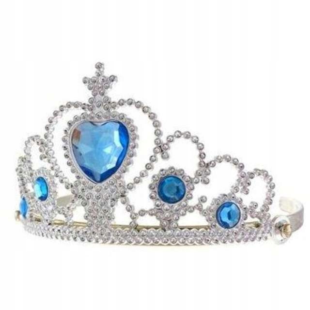 

Tiara królewna Księżniczka srebrna Niebieska serce