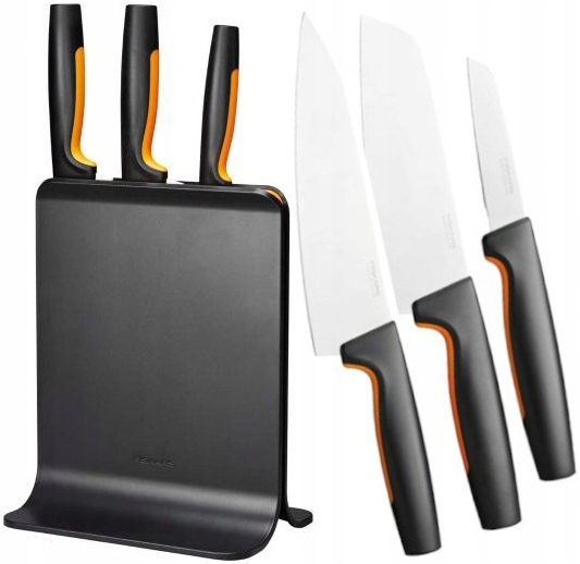 Кухонные ножи fiskars в блоке набор из 3 ножей черный в   .