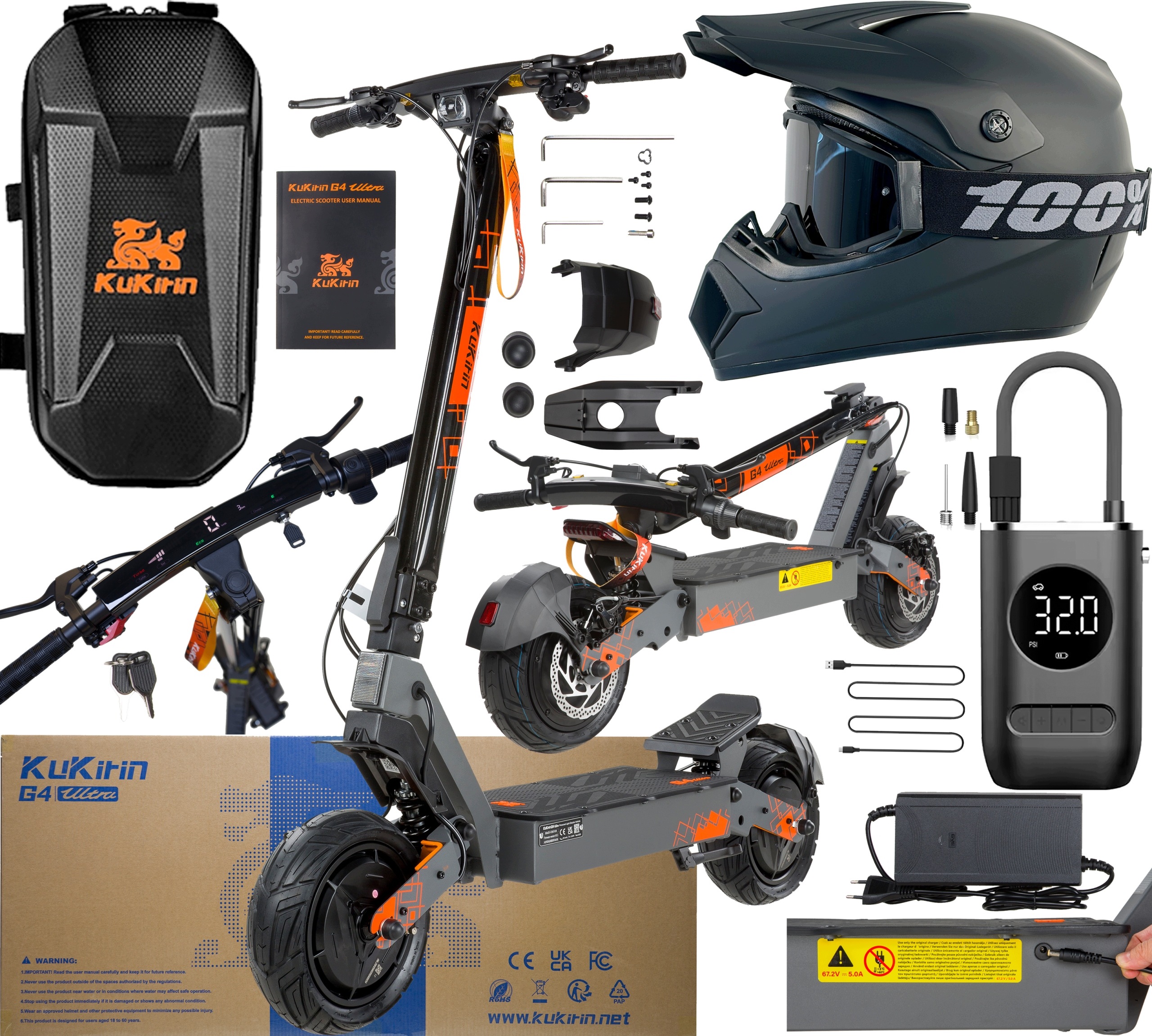 KuKirin G4 Ultra Pojazd Elektryczny 2000W 70km/h 60V 20Ah 80km +3 Prezenty