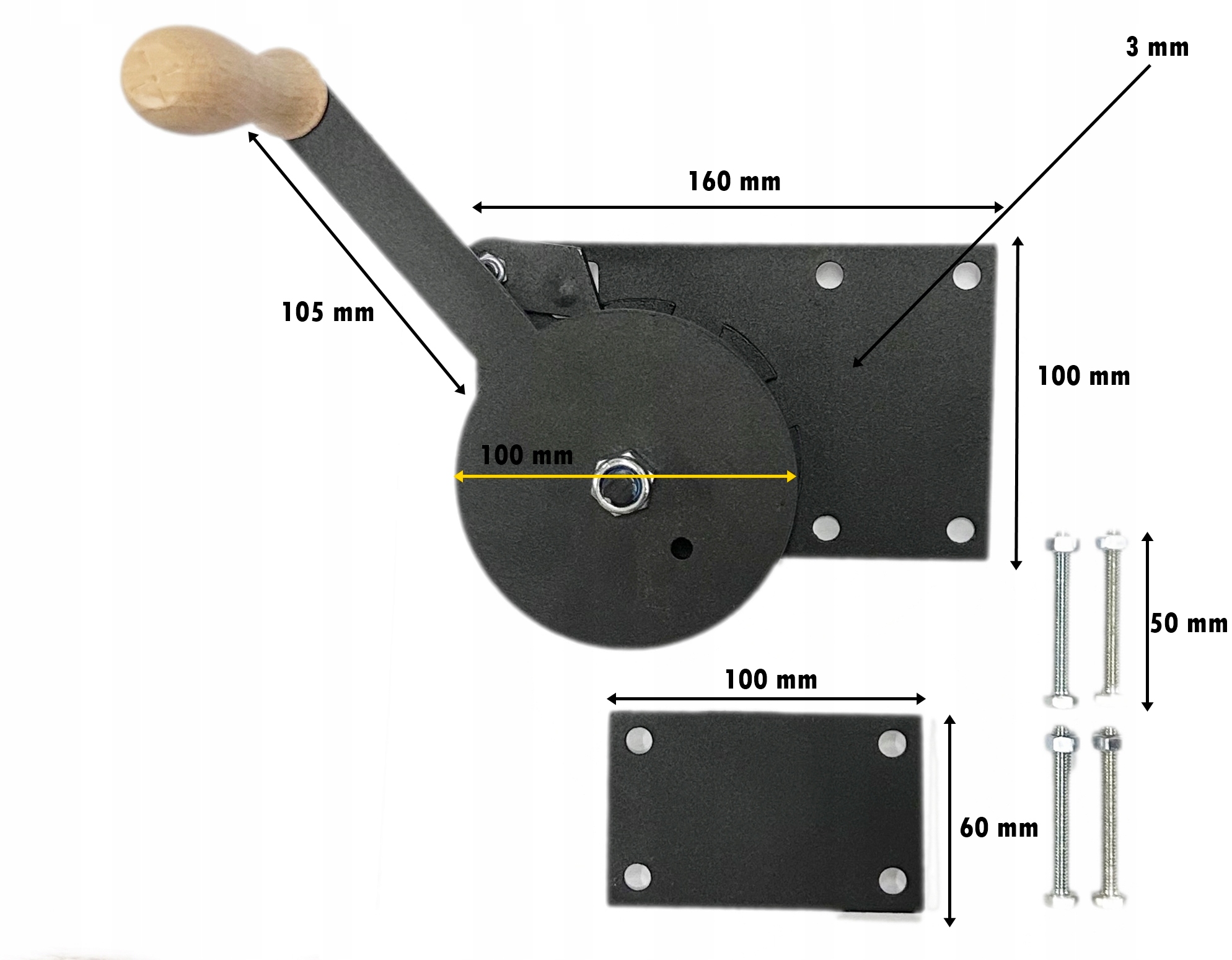 KOŁOWROTEK DO GRILLA PALENISKA RUSZTU OGNISKA TRÓJNÓG DUŻY 100 mm. Rodzaj element konstrukcyjny
