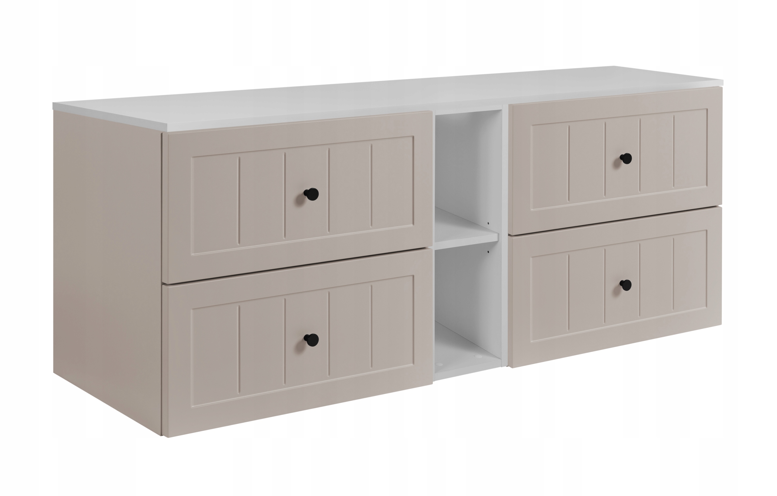 Koupelnová skříňka Pod Umyvadlo 140 kašmír bílá Frézovaná čela Mdf knoflíky