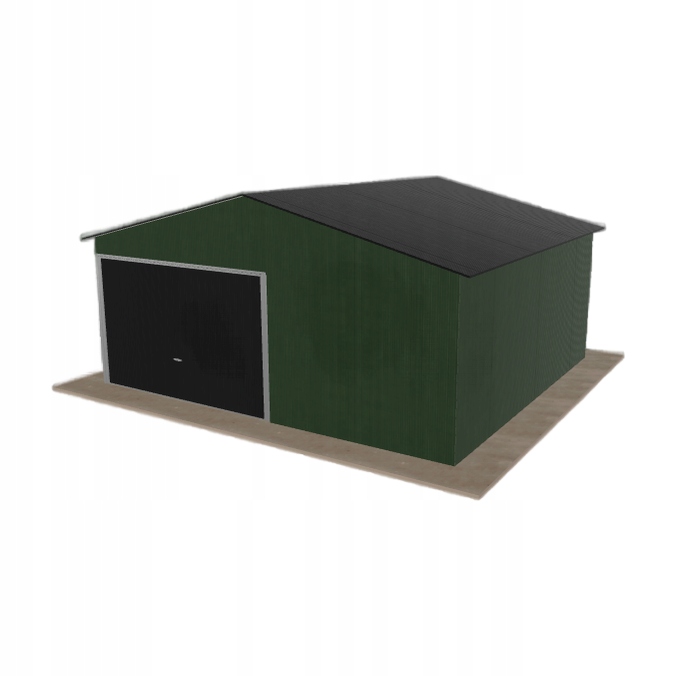 Plechová garáž 5.5x5 m jednopolohová, dvouspádová, zelená