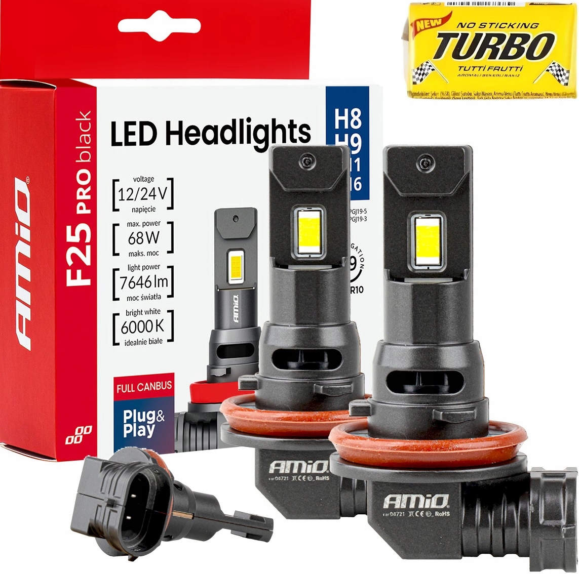 Żarówki Samochodowe H8 H9 H11 H16 Led F25 Black 12/24V Brak Błędu Komputera