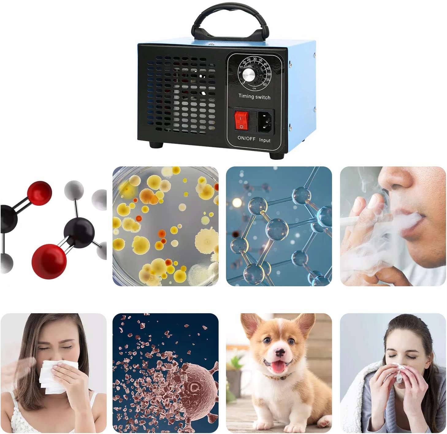 Generator Ozonu Ozonator Oczyszczacz Czasomierz 100W Mocny Kod producenta fwg944E