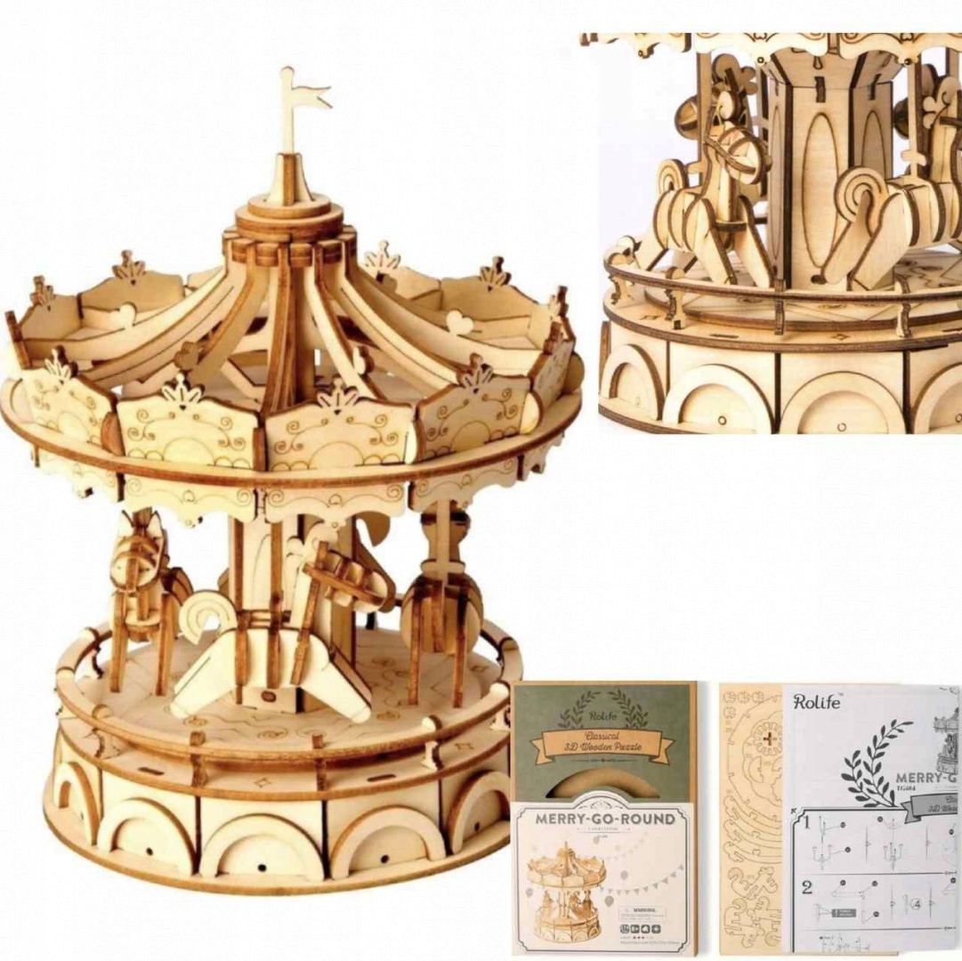 

Puzzle 3D drewniana Karuzela model do składania