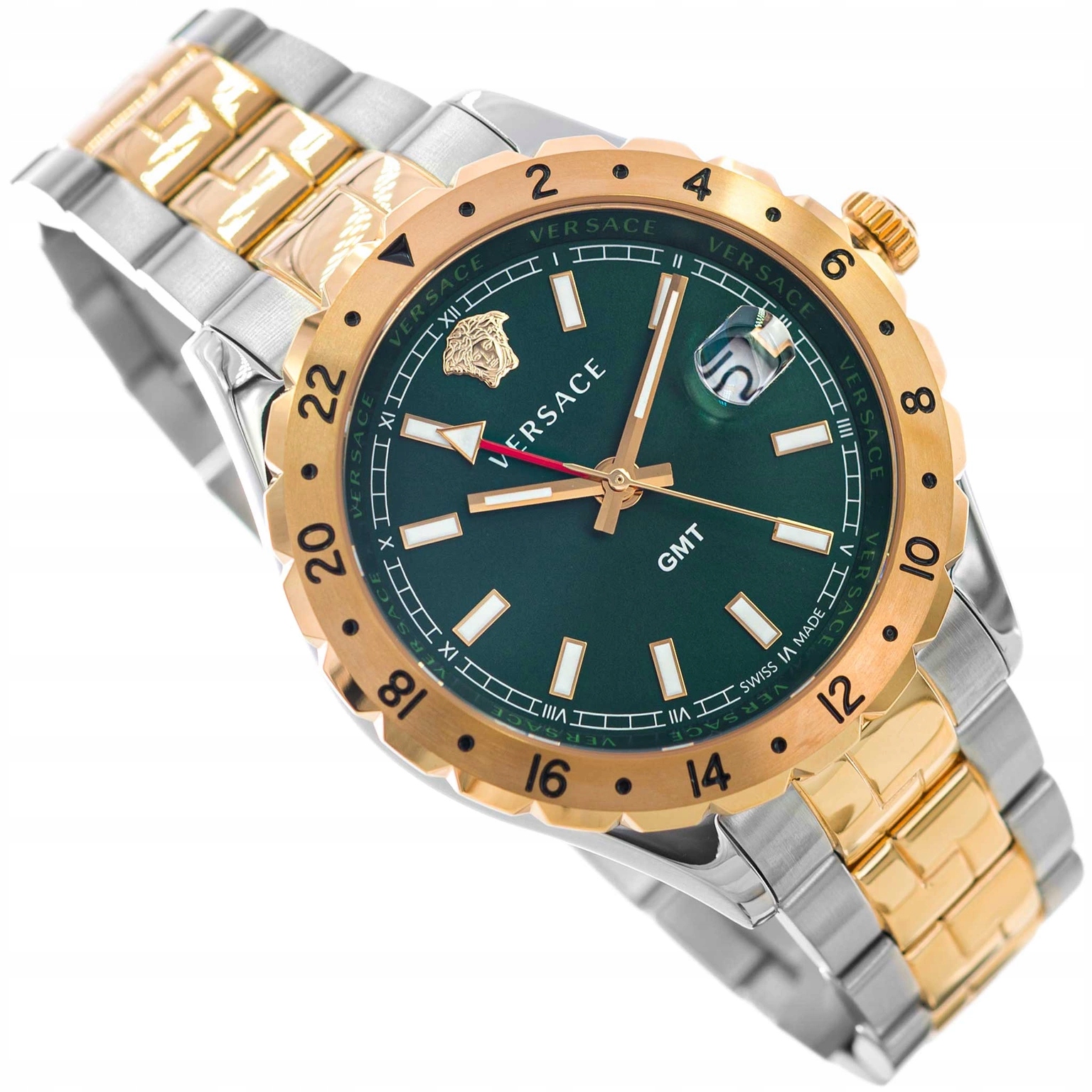 Pánské Hodinky Versace Hellenyium Gmt V11050016 Na Náramku Datumovka