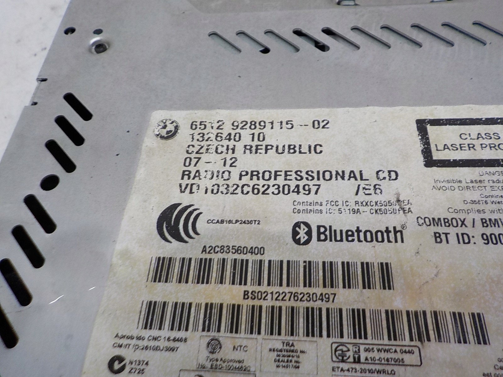 BMW X1 (E84) RADIO Fabrique BLUETOOTH 9289115