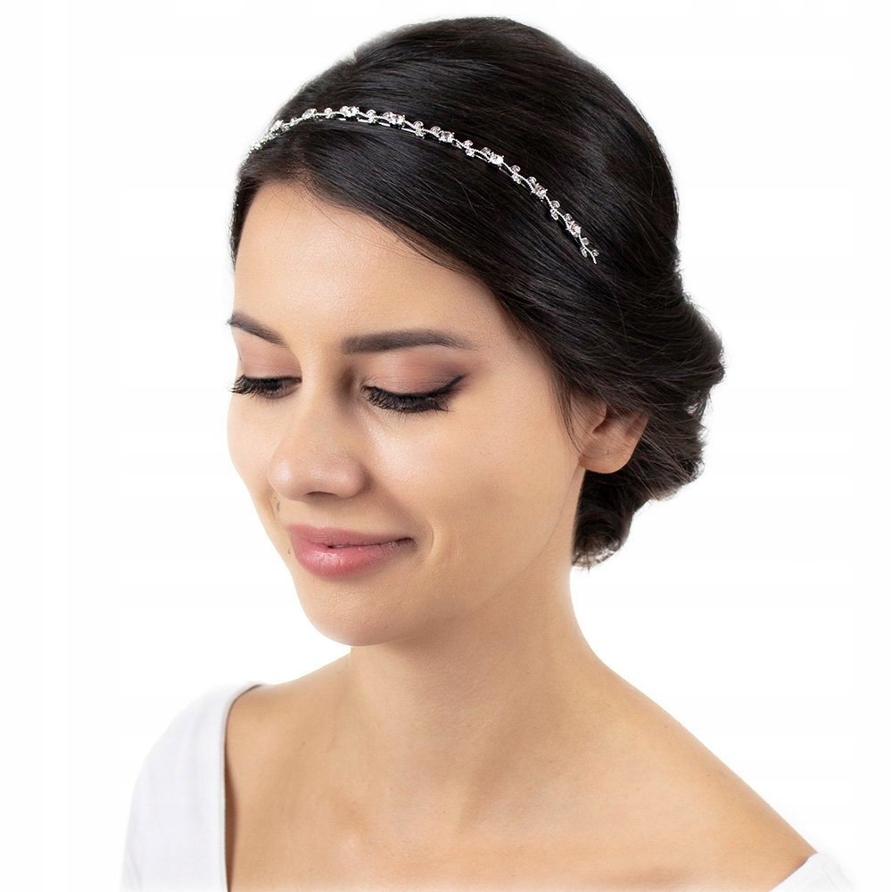 

Opaska Do Włosów ślubna Cyrkonie srebrna Ozdoba