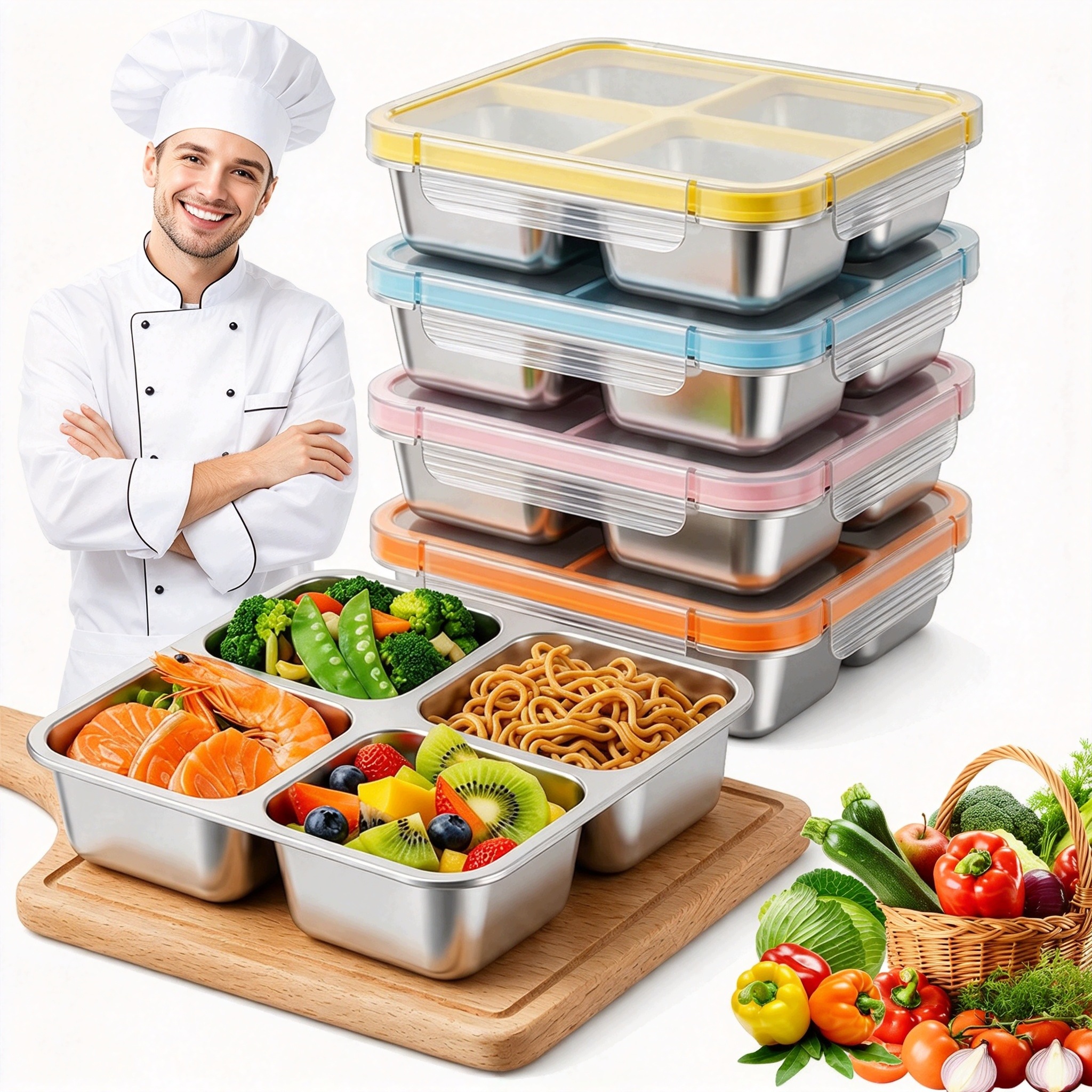 720ML Obědový Box Na Snídani Vzduchotěsná Nádoba Box Bento Nerezová Ocel