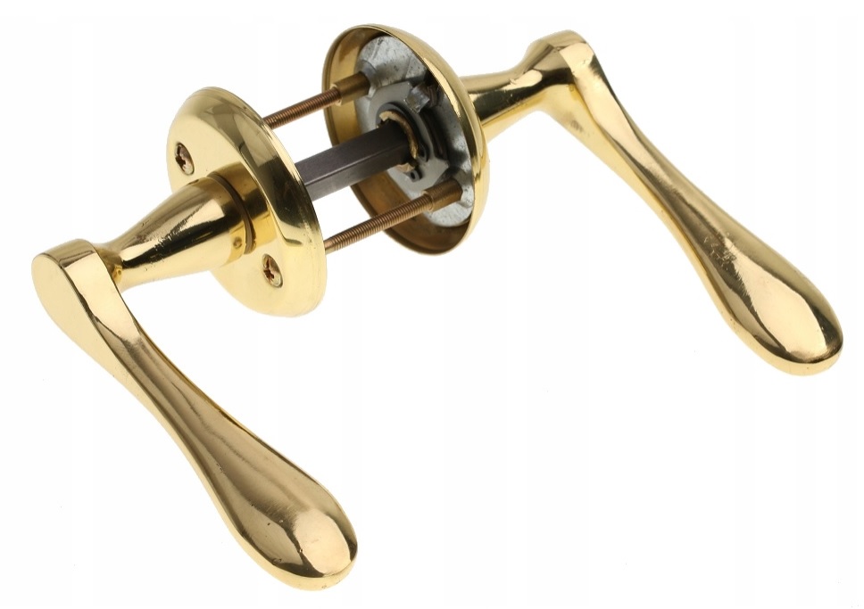 Klamka Drzwiowa Mosiężna Mosiądz Złota Odlewana Łyżeczka Ozdobna Złoto