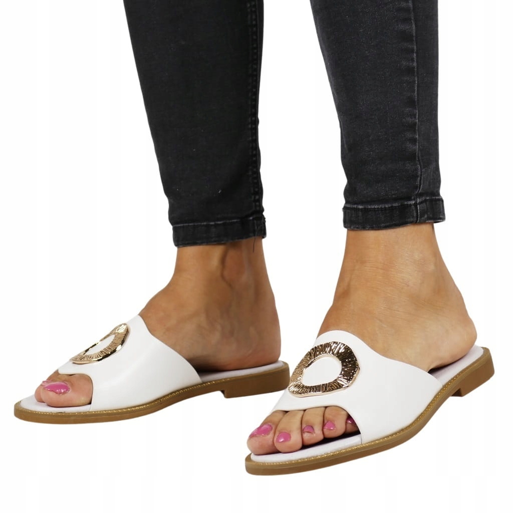 Bílé Nazouváky Ploché Pohodlné Na Léto Módní Lehké Pro Letní Styling Top