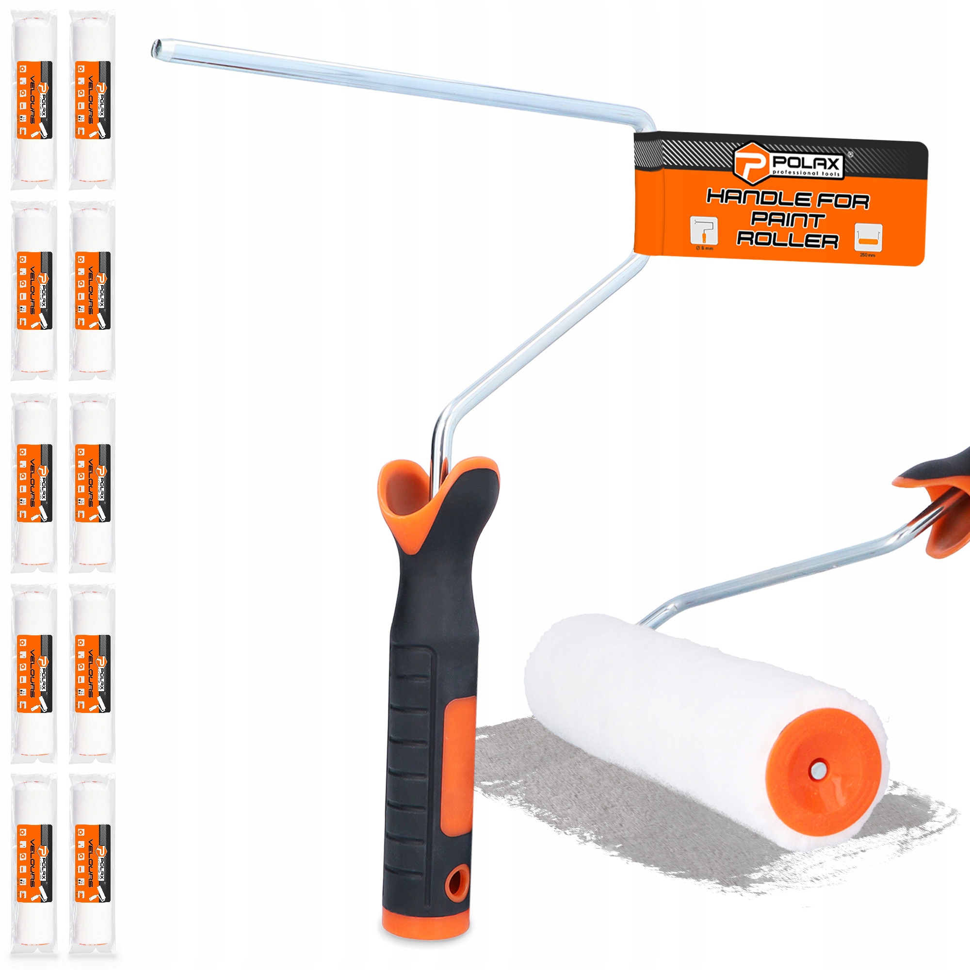 10x Malířský váleček 25 cm Hladký Vlna na Olejové Barvy Emulze Rukojeť Malo H0-P