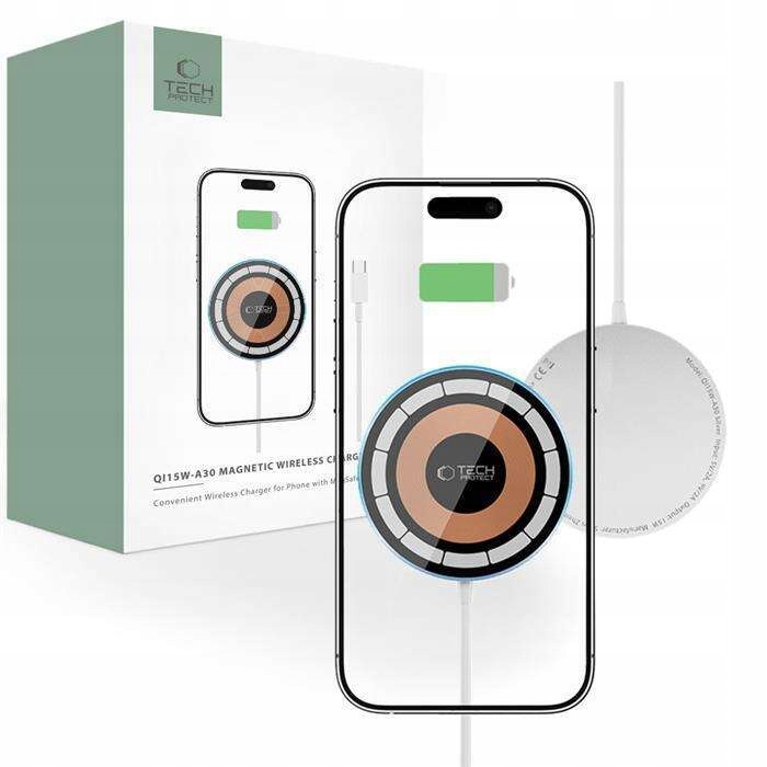 Tech-protect QI15W-A30 Magnetic Magsafe Ładowarka Indukcyjna Silver