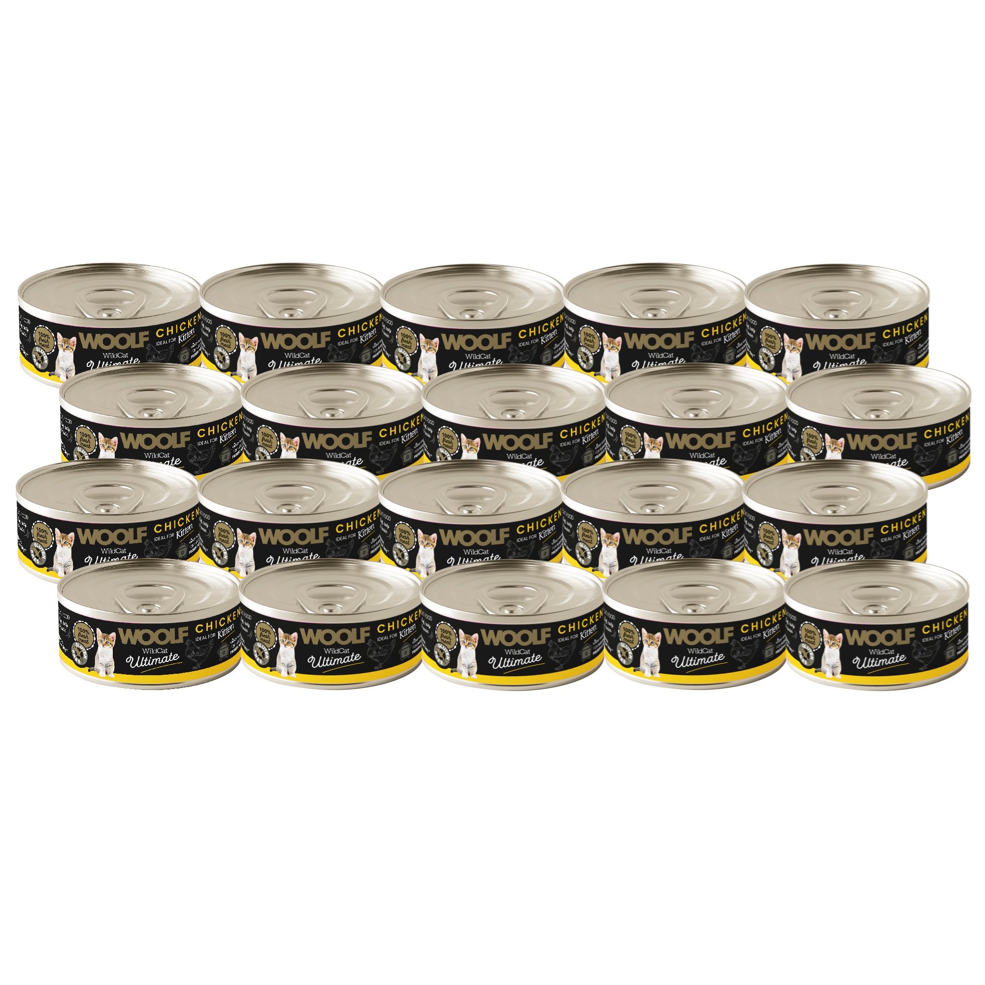 Levně Woolf Wild Cat Ultimate Kitten Chicken Krmivo mokré pro koťata Kuře 20PAK