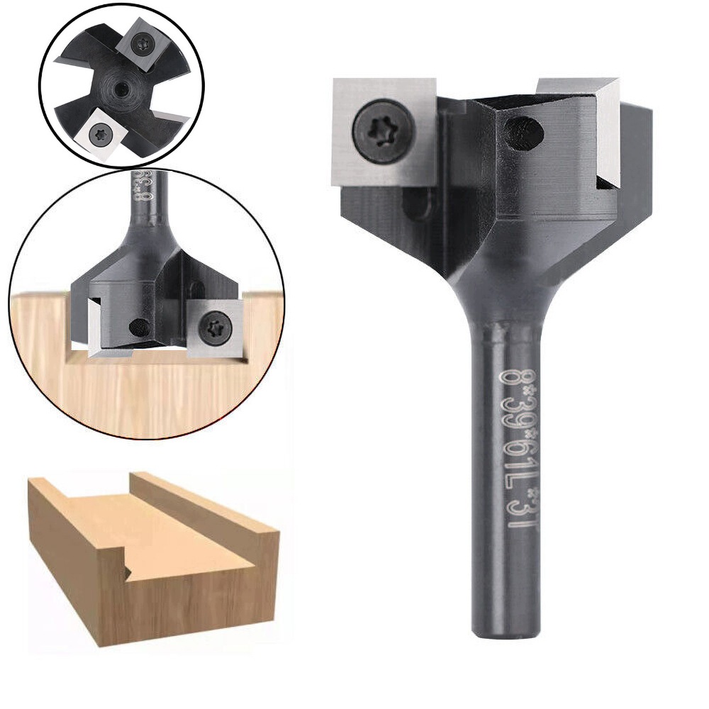 4břitá fréza na dřevo s vyměnitelnými destičkami, úchyt 8 mm×38.1×60L×4T