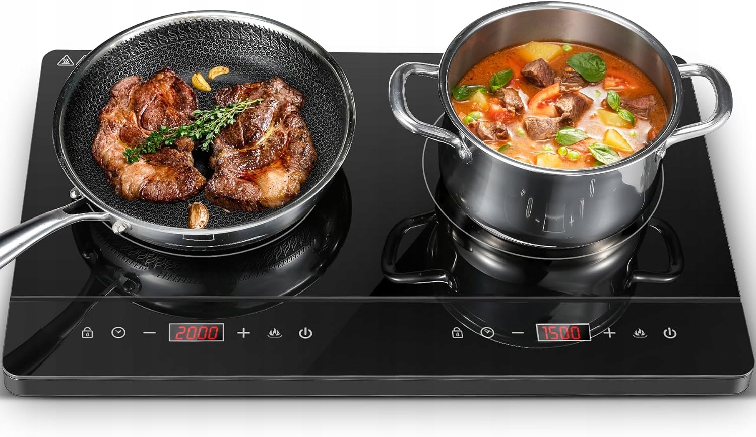 Płyta Indukcyjna 2 Pola 3500W Przenośna Timer 180min