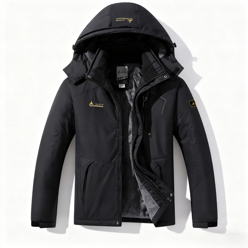 Pánská Zateplená Zimní Bunda S Kapucí Outdoor Černá M