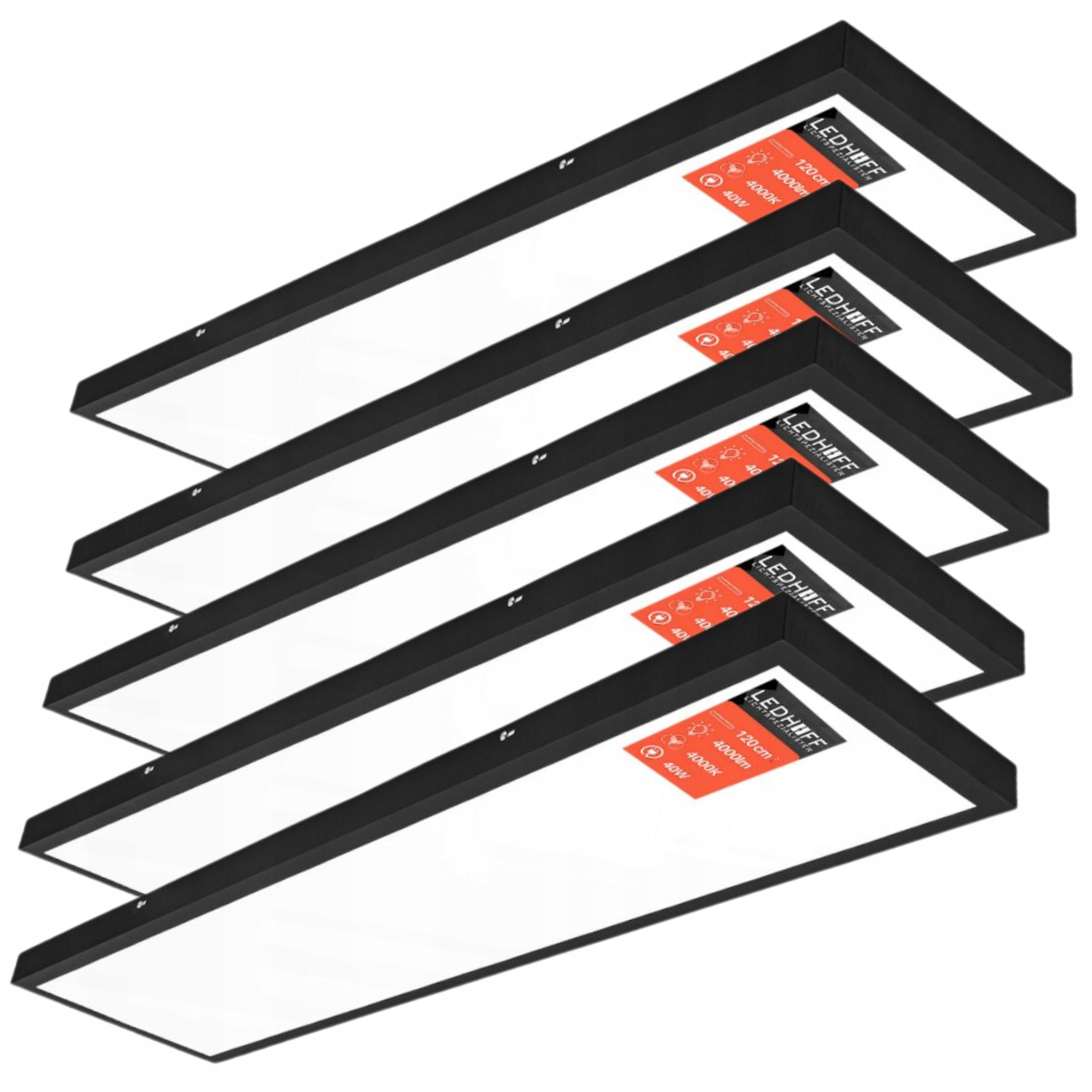 5x Stropný panel Led lampa Čierny stropné svietidlo Do Kancelárie 120x30 Denné svetlo