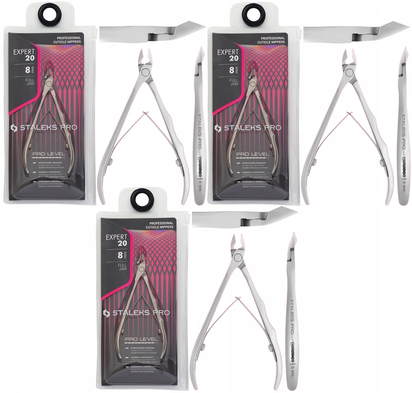 3 kusy Profesionální kleště na kůži Expert 20 8 mm Staleks Přesnost Ostré