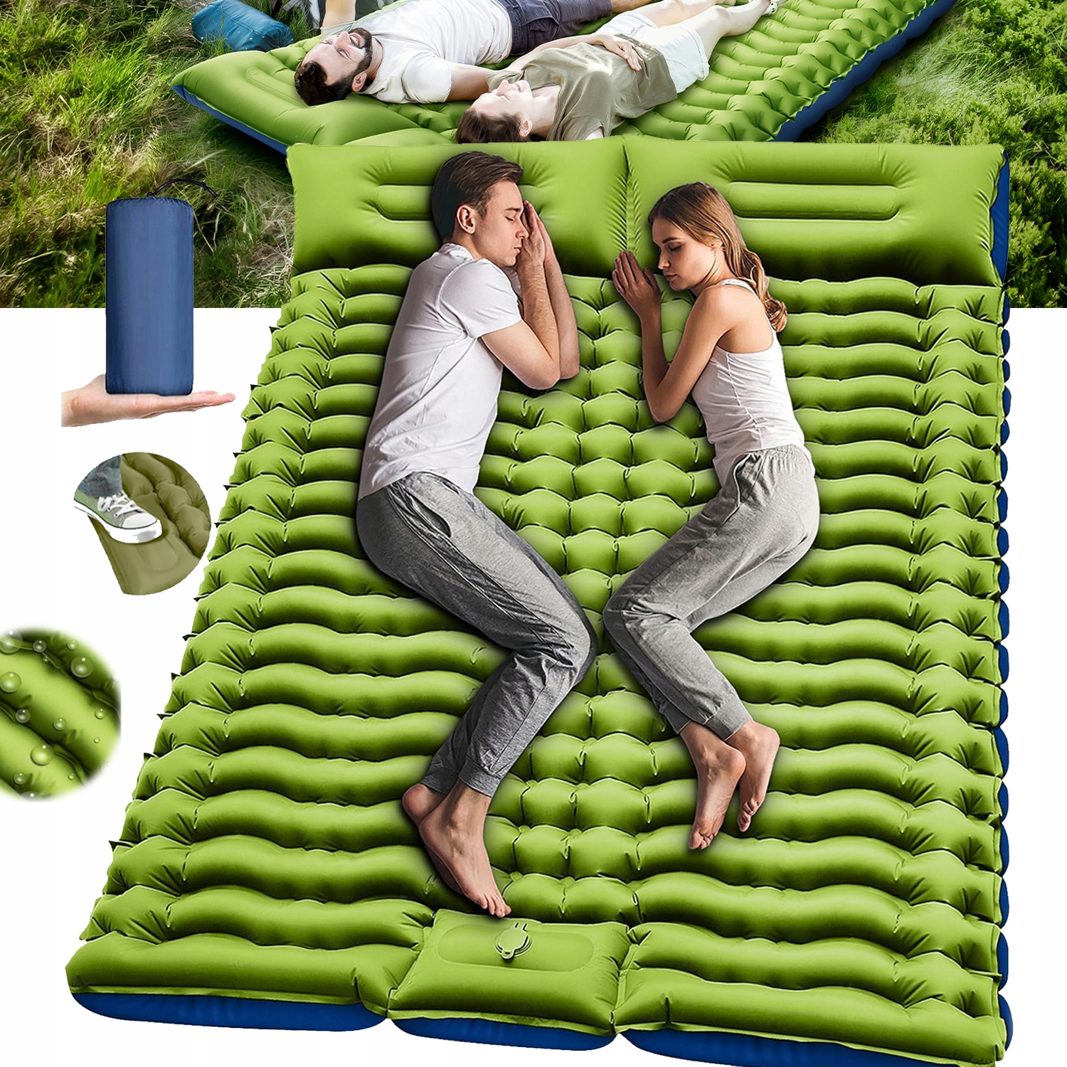 Dwuosobowa Kemping Mata Samopompująca Karimata 200*133CM Lekki Z Poduszką