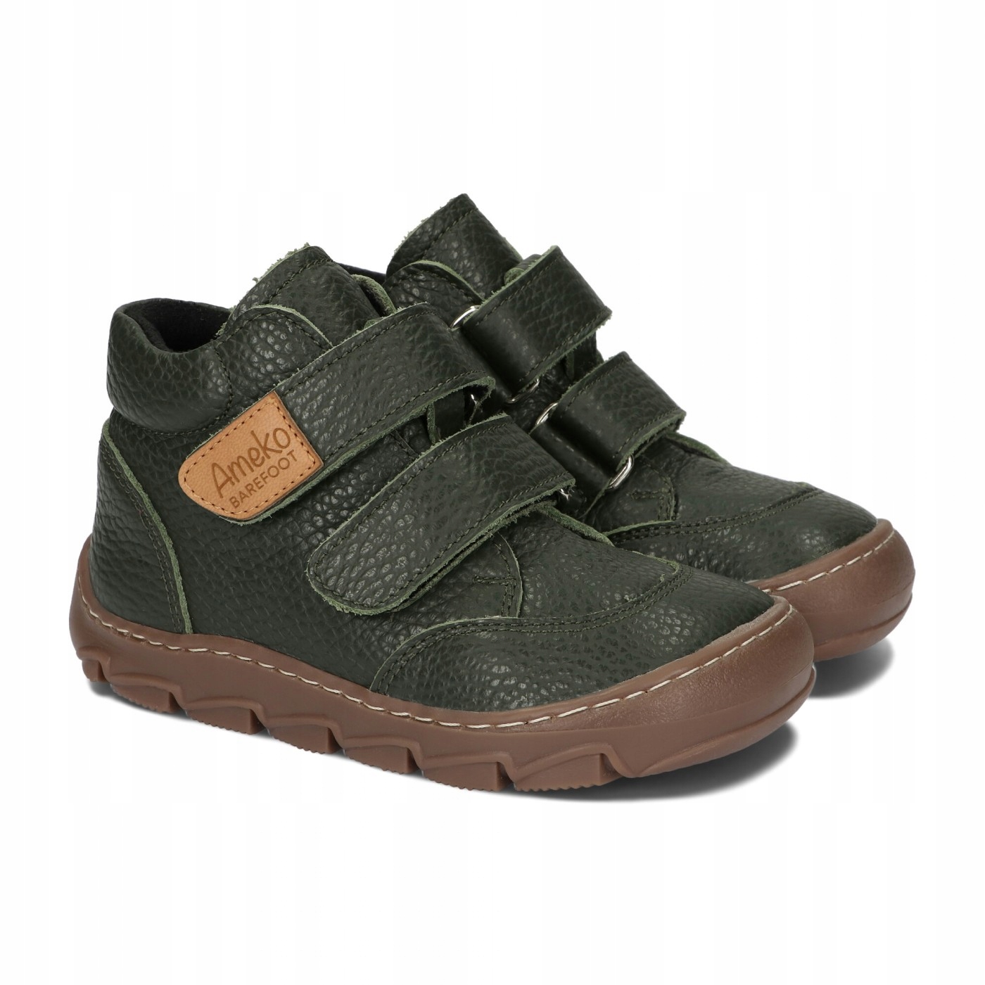 Buty skórzane, przejściowe, ocieplane Ameko Barefoot Ringo Green 24