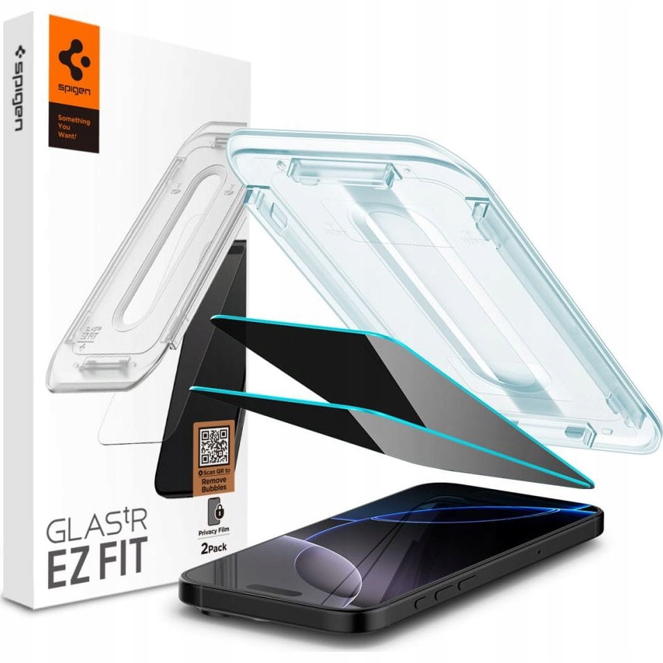Sklo s privátním filtrem pro iPhone 16 Pro, Spigen Glas.tR Ez Fit Privacy 2-Pack