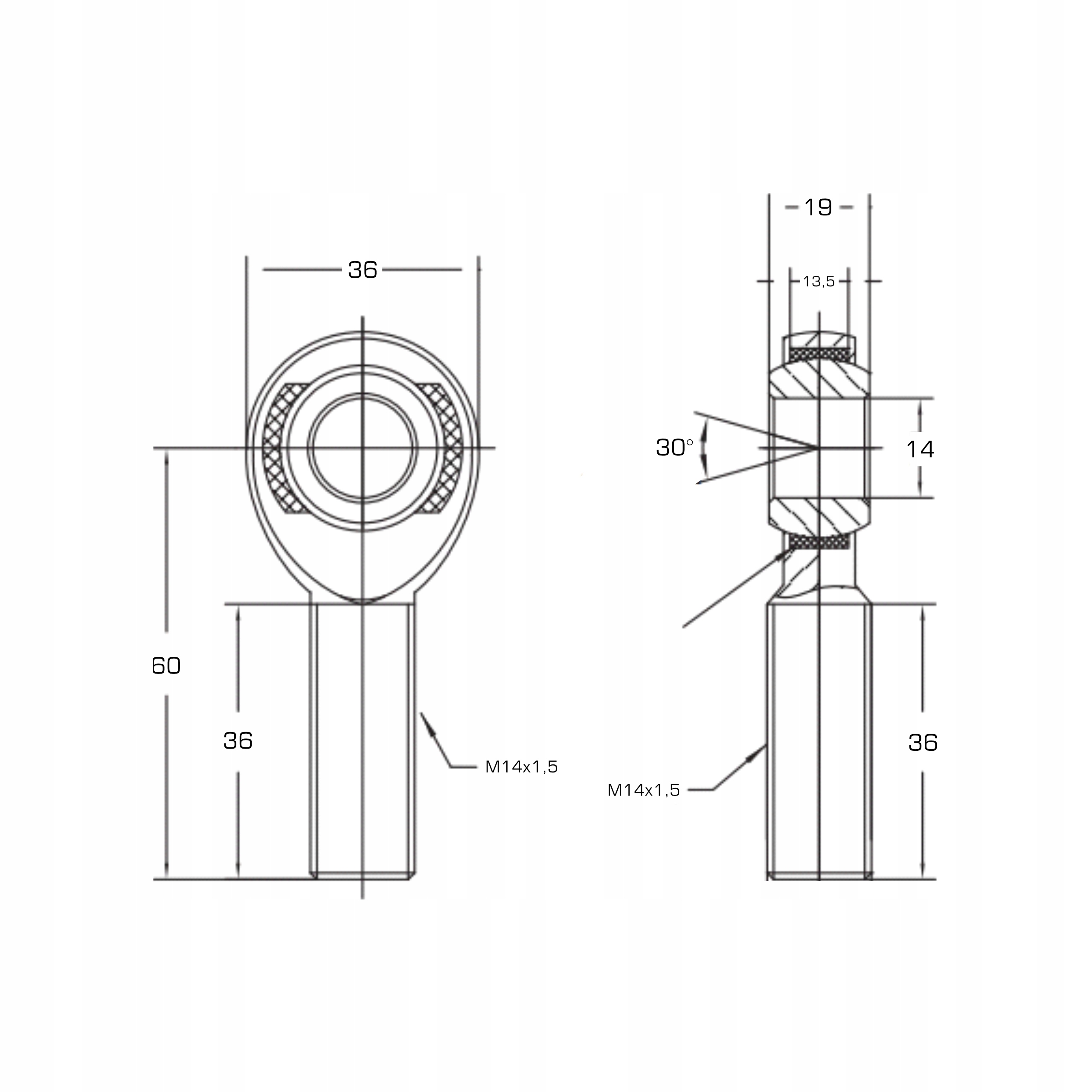 UNIBALL M14 x 1,5 Z GWINTEM PRAWYM MĘSKIM NCSM Stan opakowania oryginalne