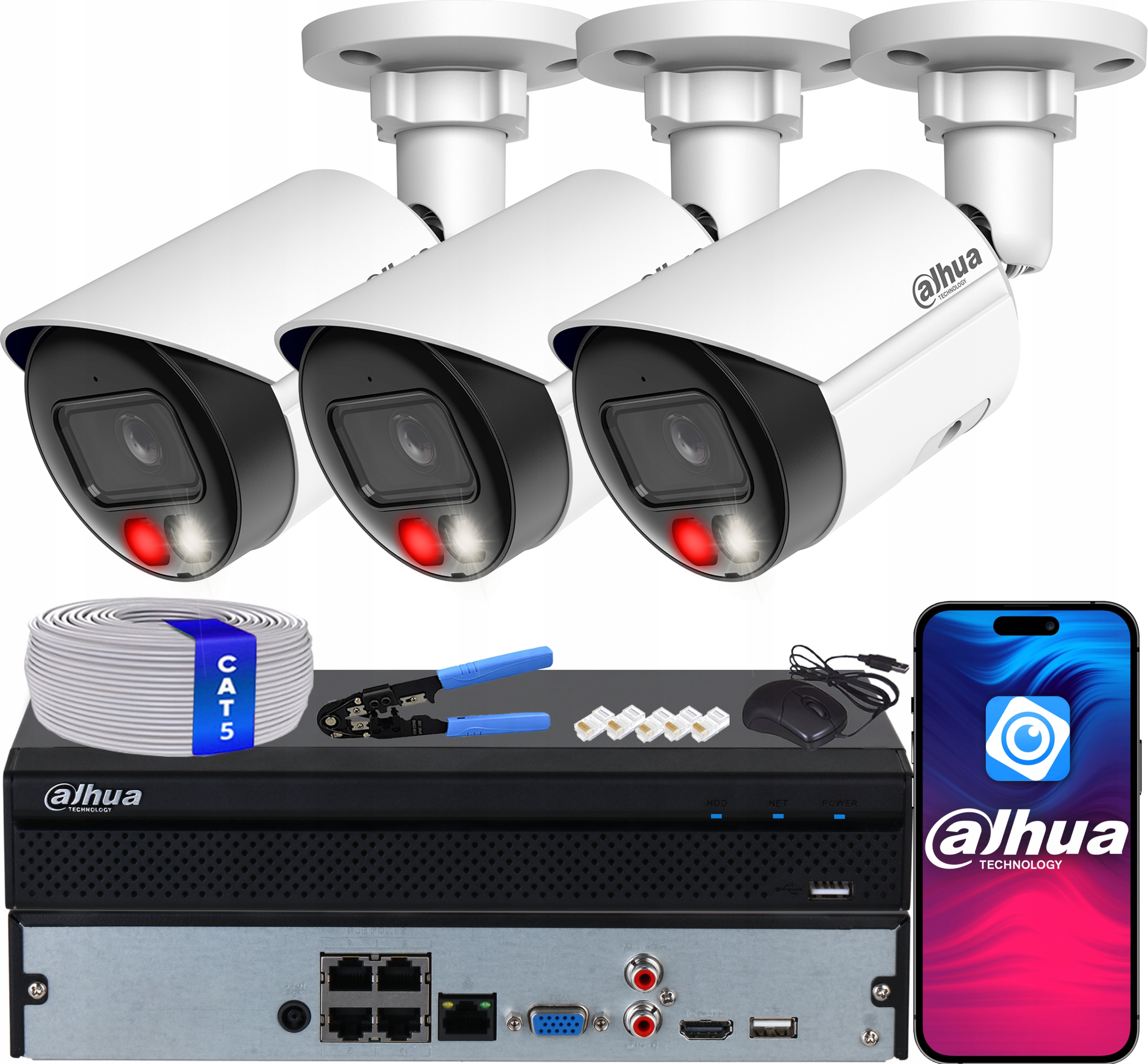 Monitorovací sada 3x IPC-HFW2649S-S-IL 6Mp Dahua WizSense IR30m Dual Light