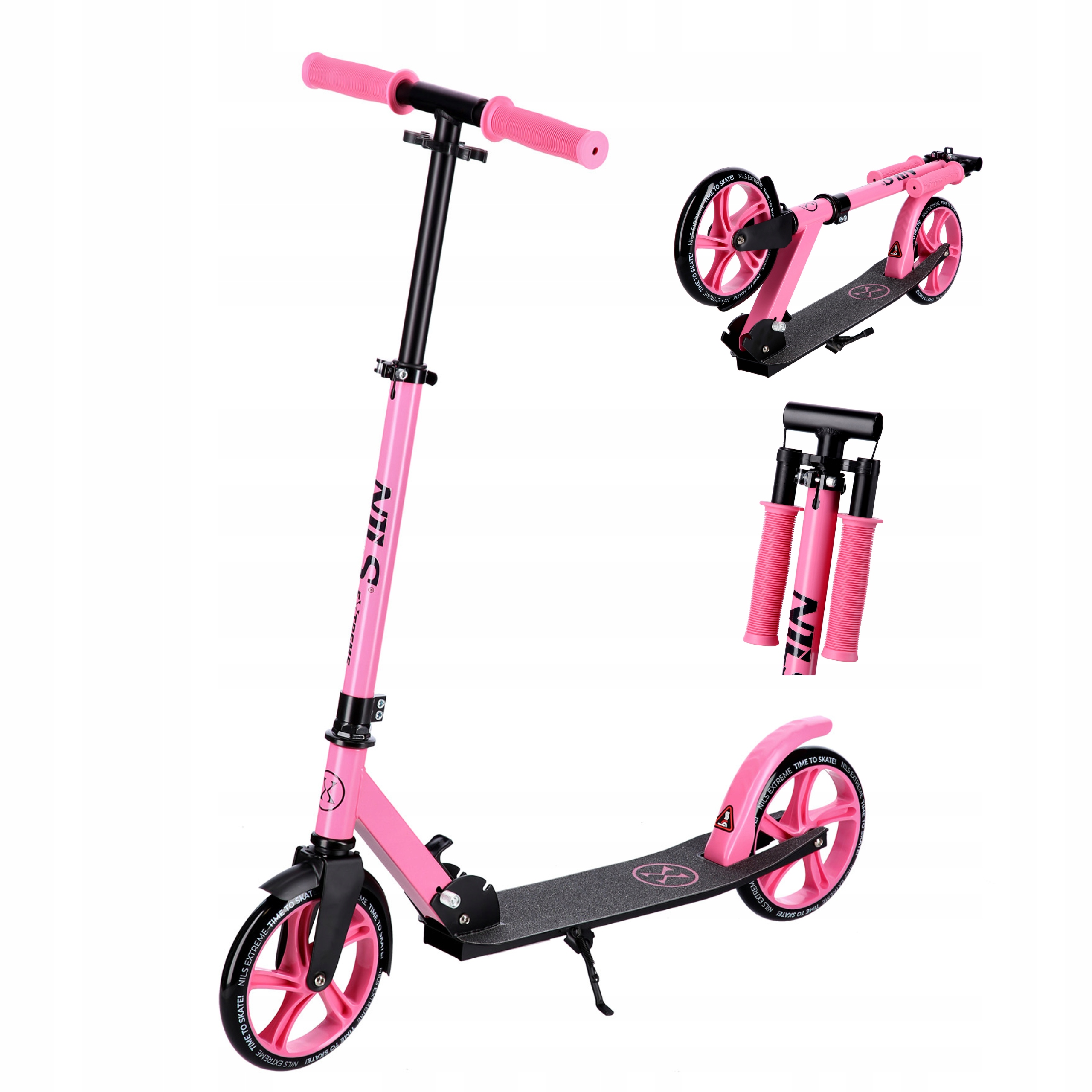 Hulajnoga Miejska Duża Składana Różowa Kółka 200mm ABEC7 100 Nils Extreme
