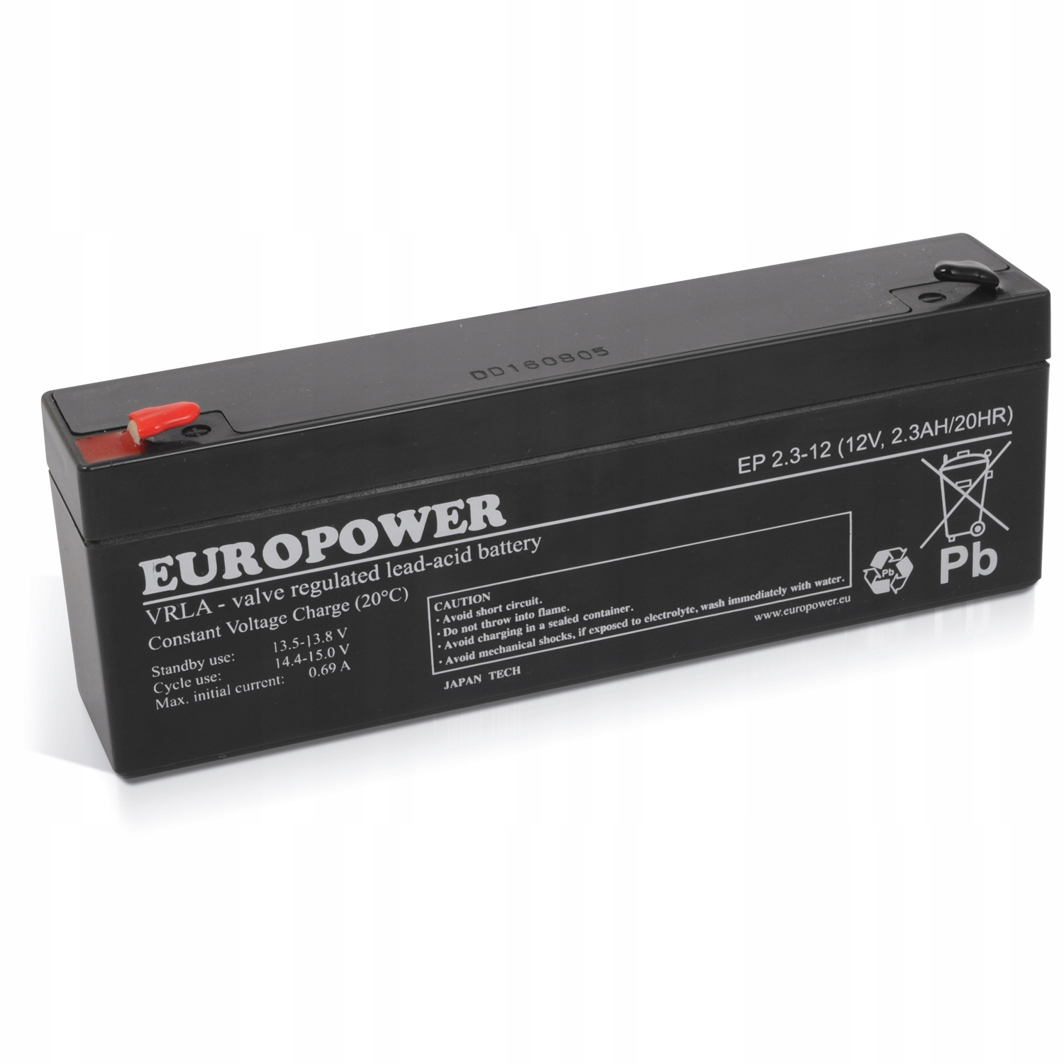 Mocny pojemny akumulator żelowy Europower Agm Ups 12V 2,3 Ah