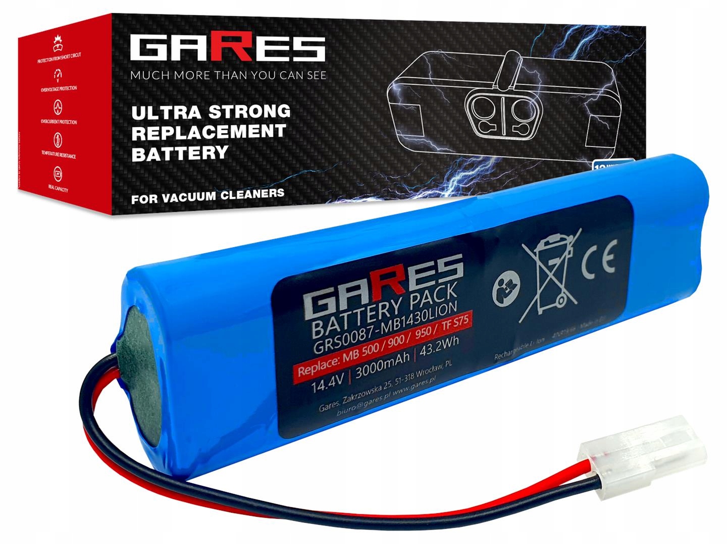 Akumulátor Gares pro Tefal Xplorer Serie 75 14,4V 3,0Ah