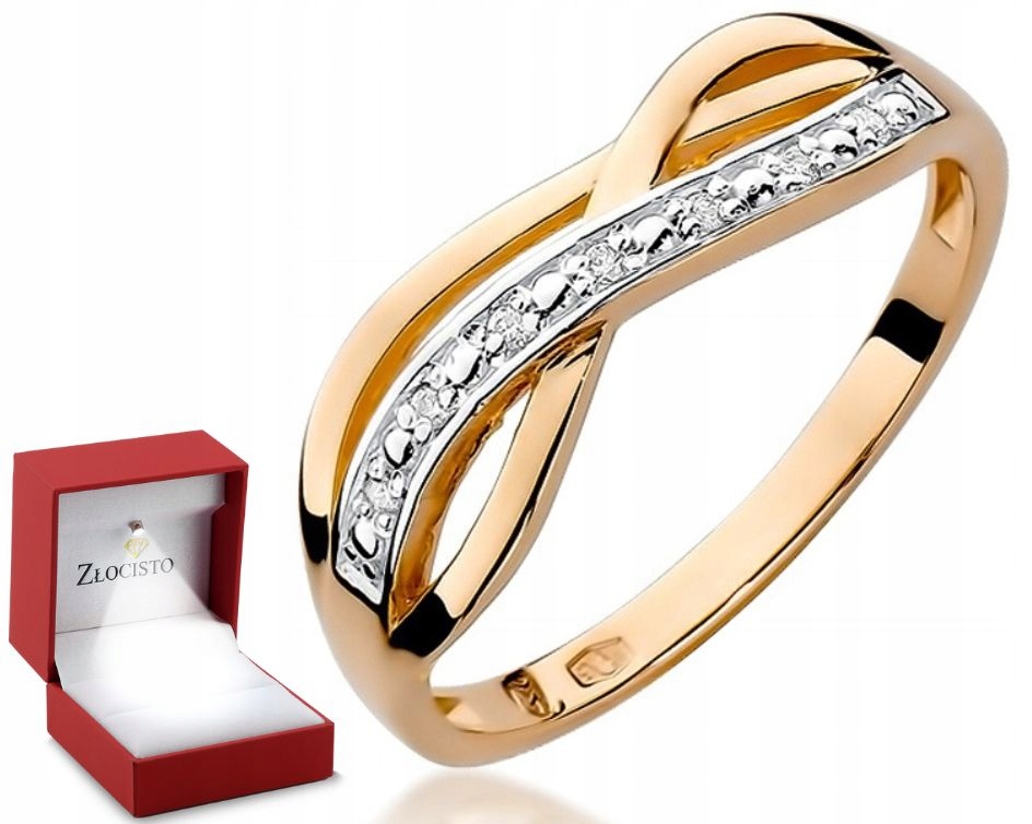 Prstýnek briliant 0,06 ct Růžové zlato gravírování 585