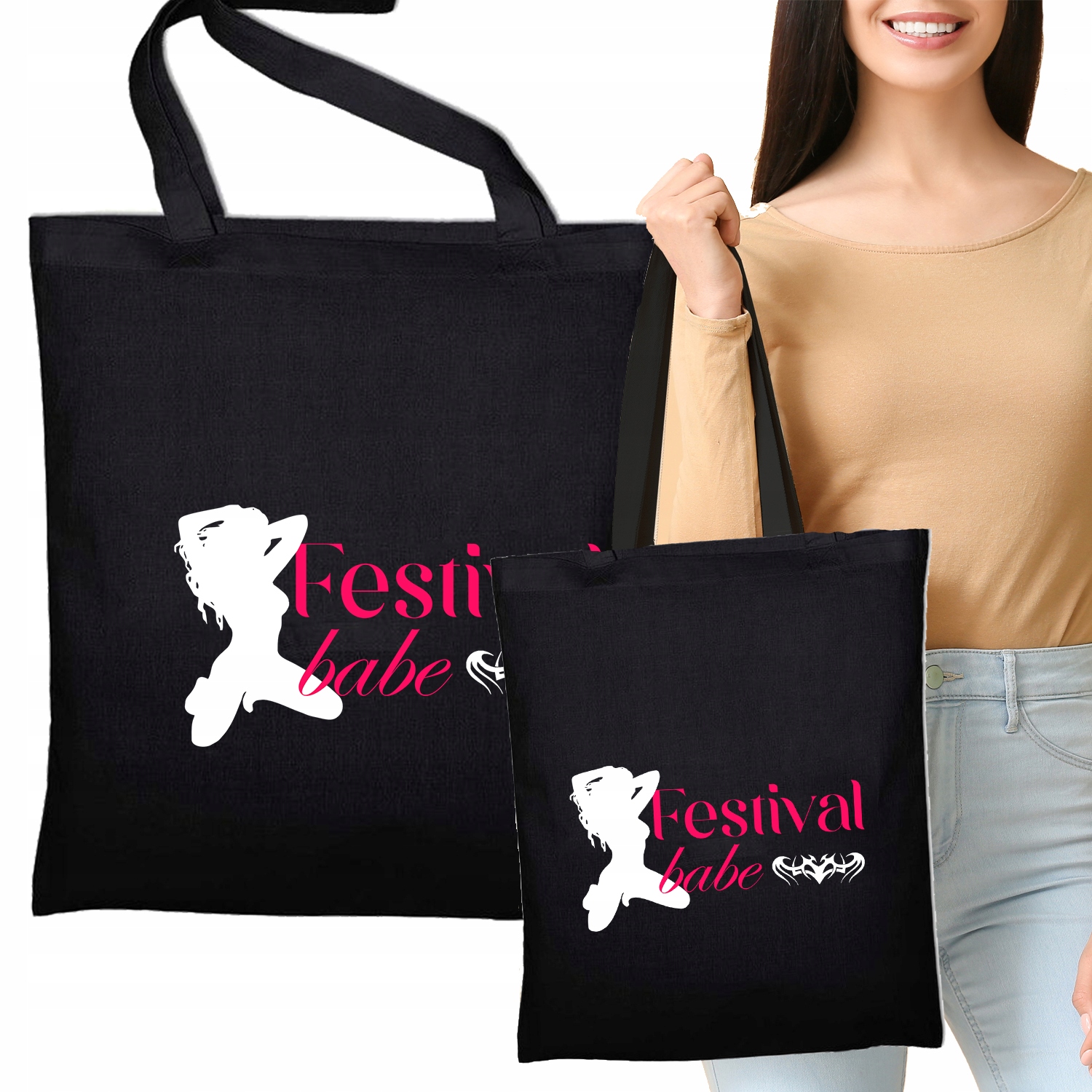 Torba Eko Black Na Zakupy Zabawne FESTIVAL BABE Wz