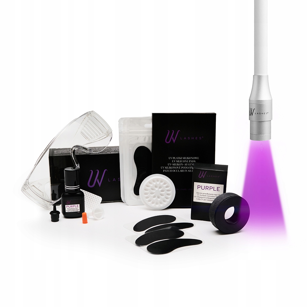 Startovací sada pro prodlužování řas metodou Uv – s bílou lampou Noble Lashes