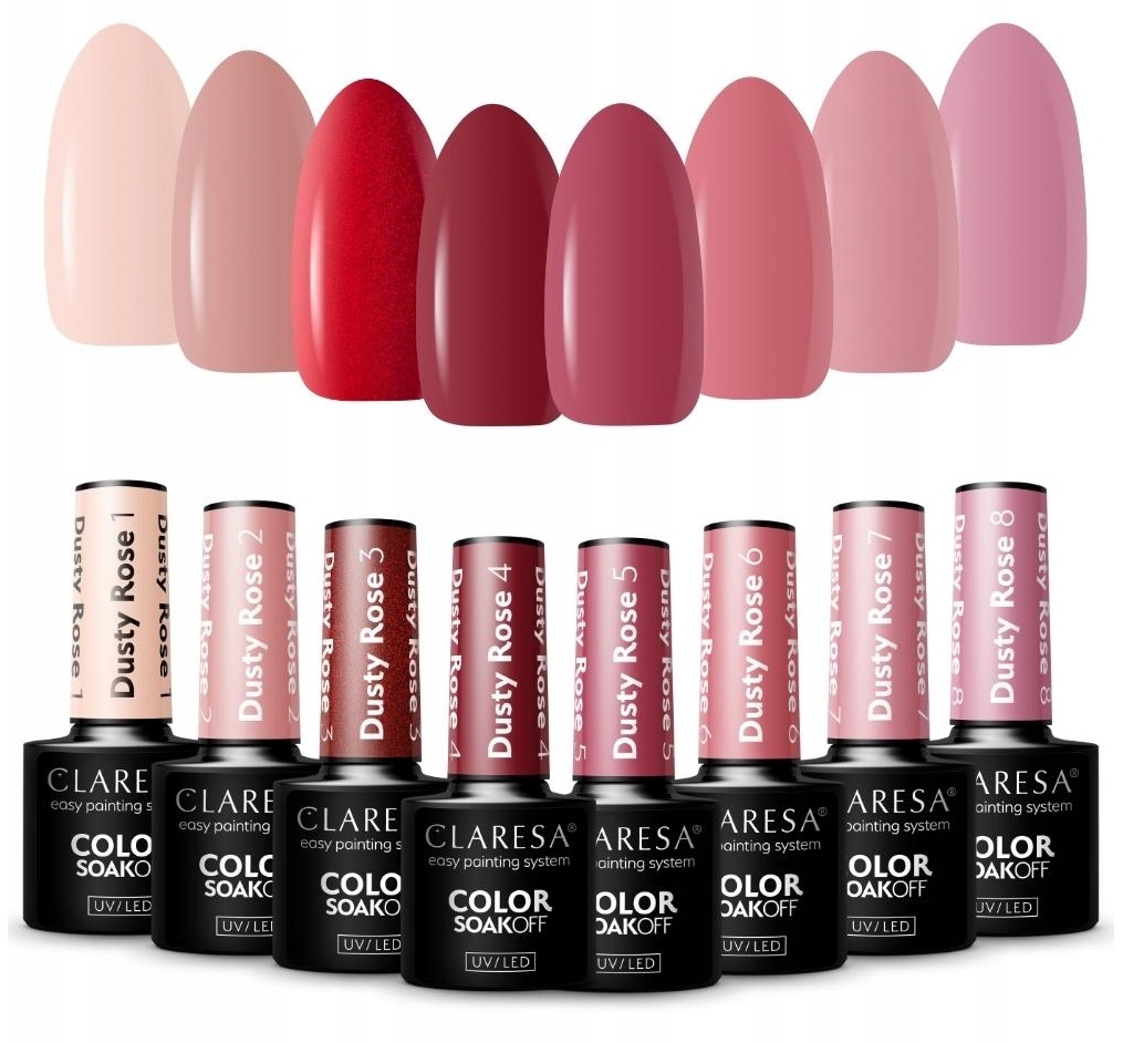 Claresa Lakier Hybrydowy Kolekcja Dusty Rose Do Paznokci Różowe Czerwone