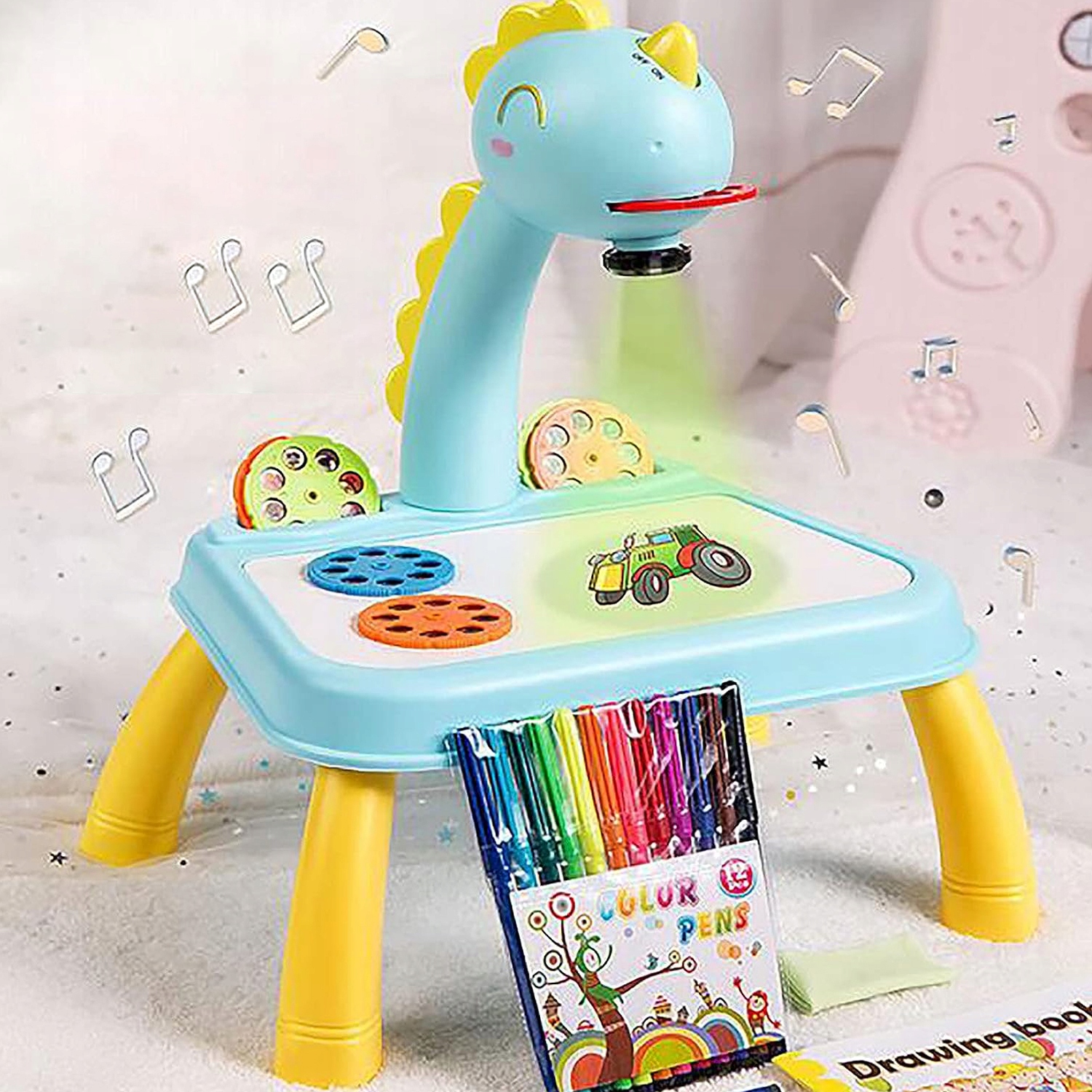 PROJEKTOR RZUTNIK STOLIK STÓŁ DO RYSOWANIA DZIECI PREZENT NIEBIESKI JELEŃ Wiek dziecka 3 lata +