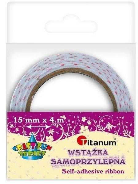 WSTĄŻKA SAMOPRZYLEPNA ECRU W RÓŻOWE GROSZKI