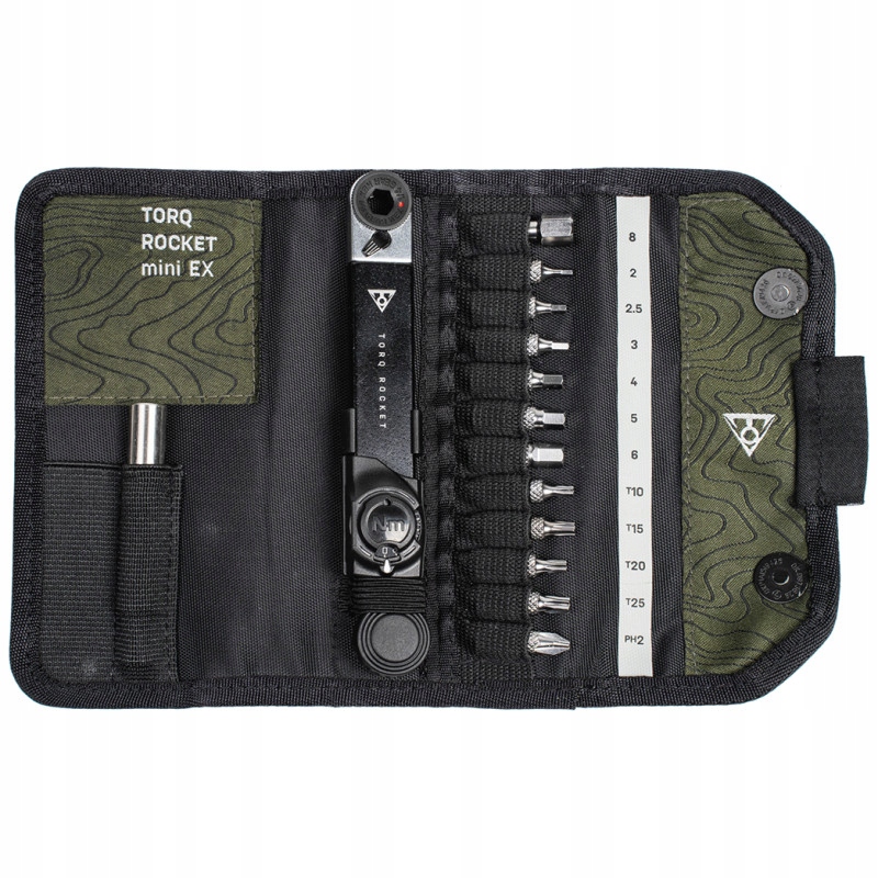 Topeak Kľúč Torq Rocket Mini Ex momentový 2-10 Nm vrátane sady bitov
