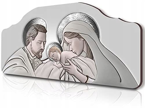 NOWOCZESNY SREBRNY OBRAZ ŚWIĘTA RODZINA 50x100cm