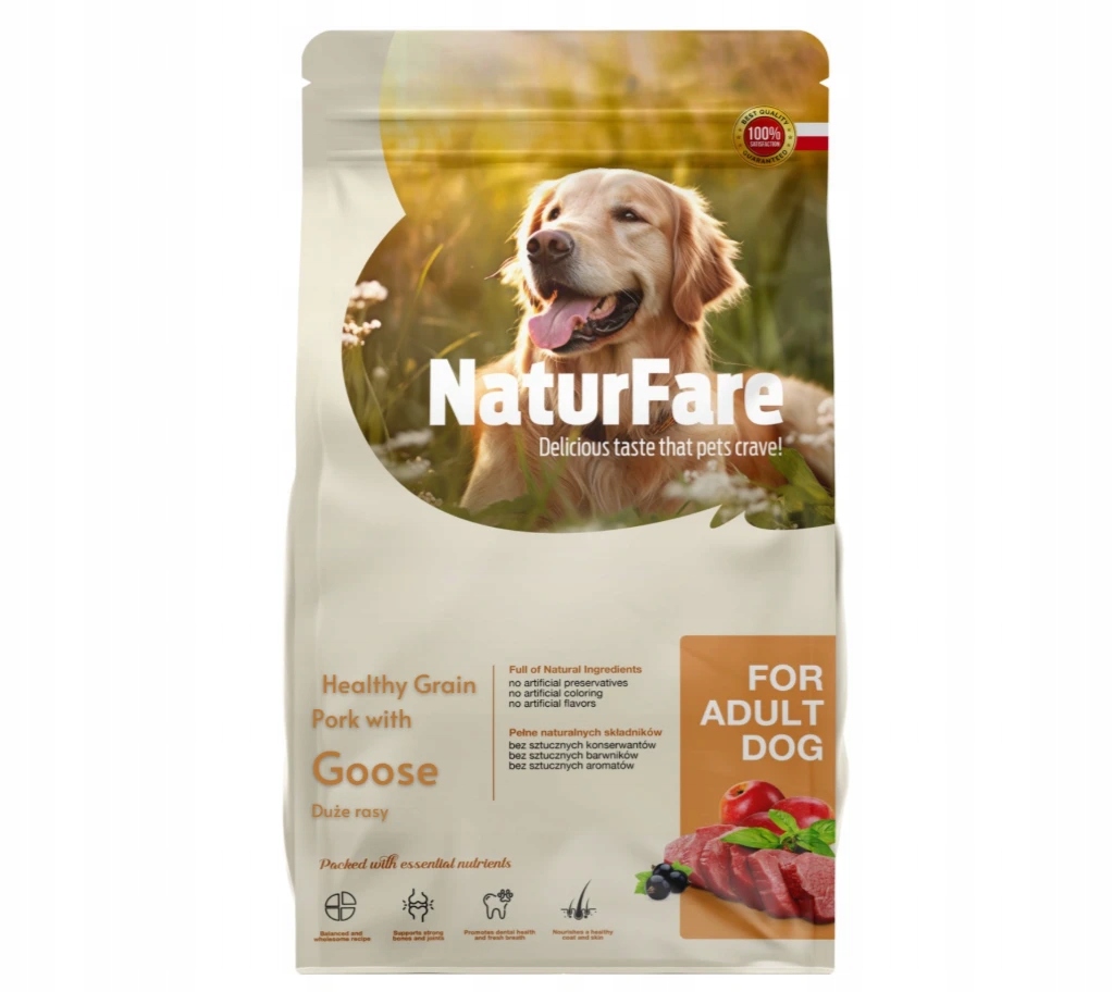 Naturfare Gęsina Duże Rasy Karma Sucha Dla Psa 12kg