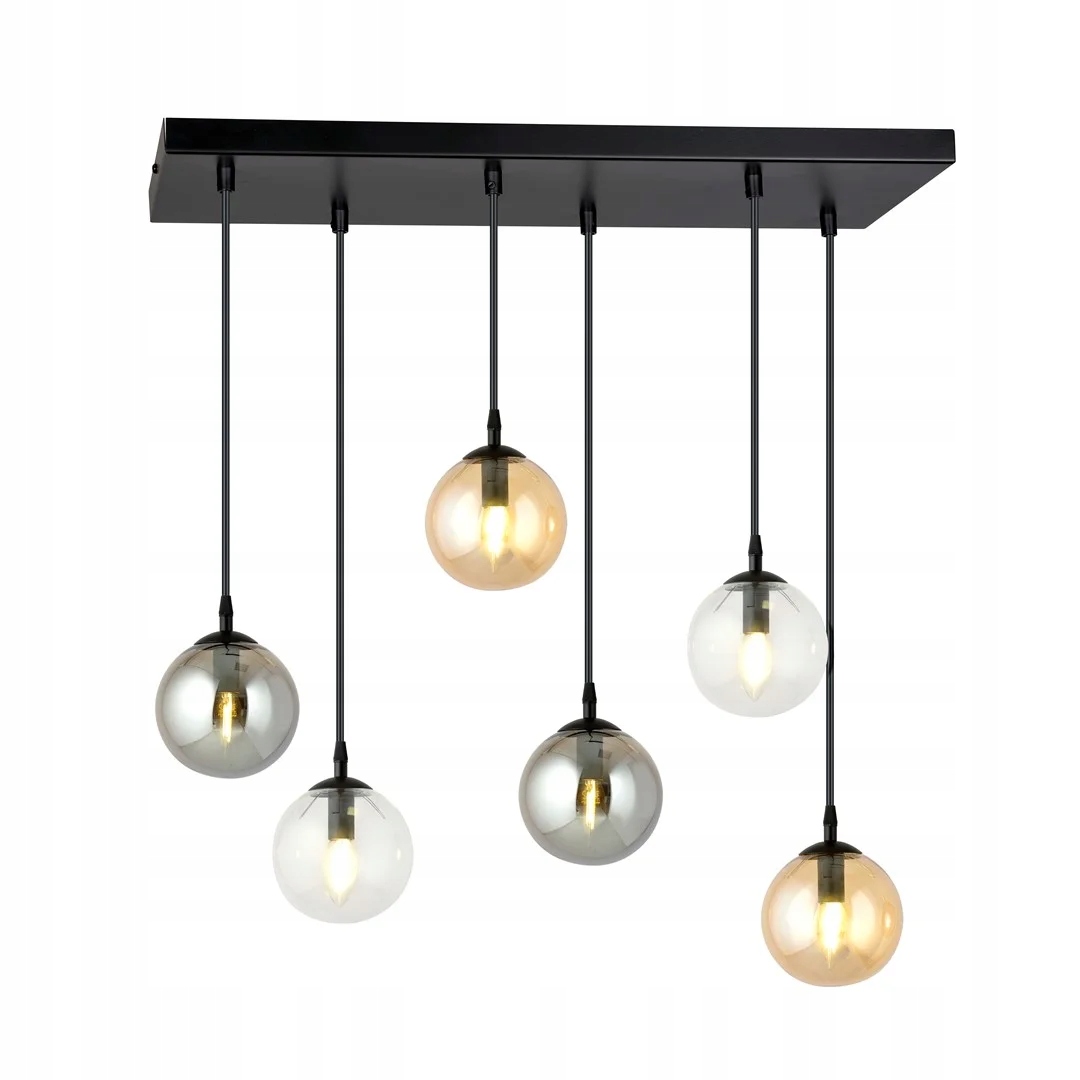 Lustr Emibig Cosmo 6xE14 65 cm sklo/černý kov/multicolor