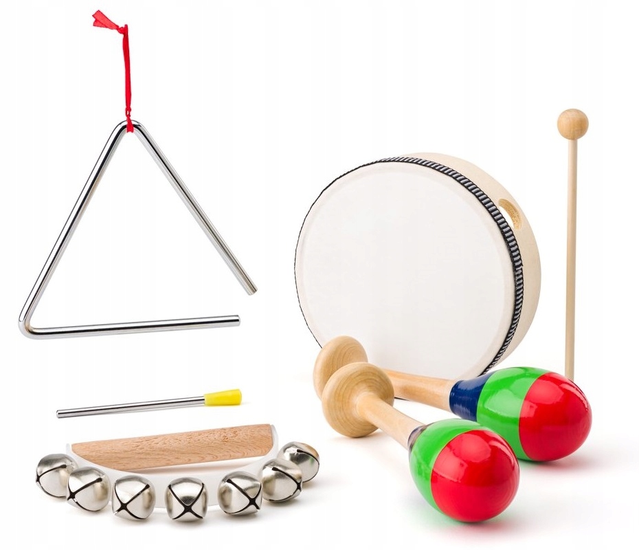 Zestaw muzyczny Bębenek Marakasy Trójkąt Janczary Zabawka muzyczna