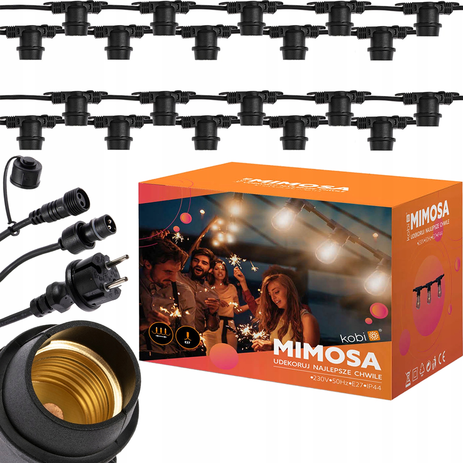 Venkovní zahradní girlanda s ozdobným světelným řetězem 20 m 20x E27 pro Led