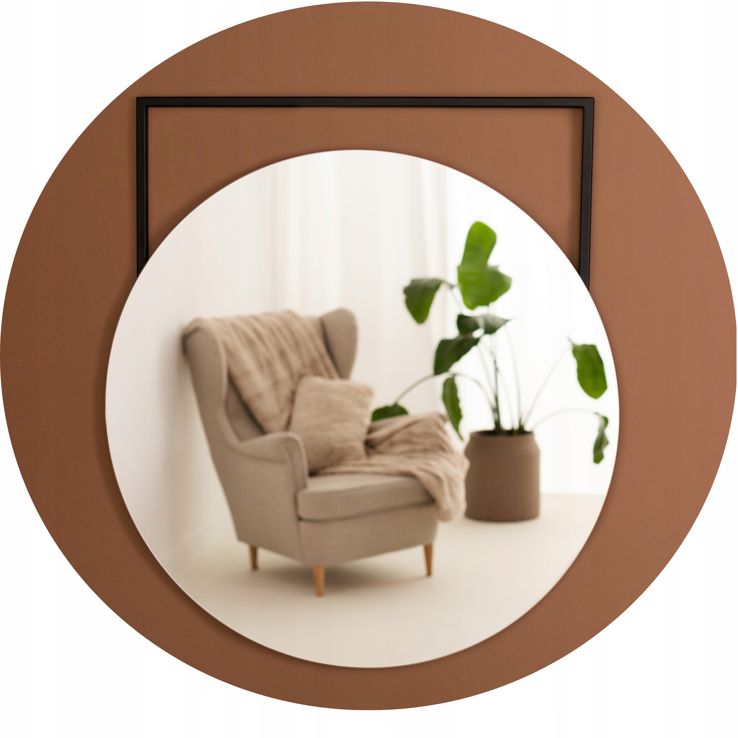 LUSTRO OKRĄGŁE OWAL 60CM ŚCIENNE METALOWA RAMA LOFT SALON POKÓJ ŁAZIENKA