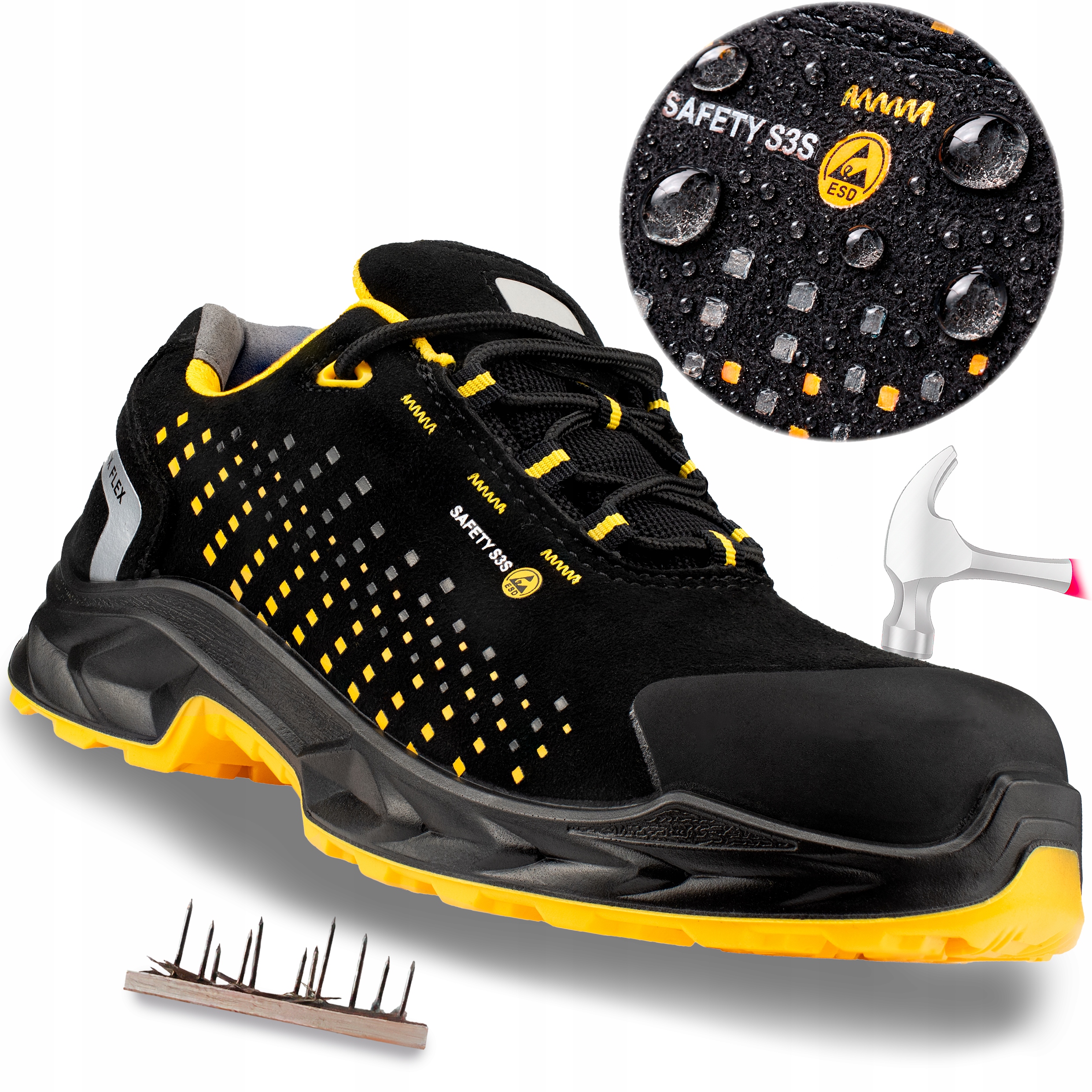 Buty Robocze S3 Męskie Półbuty Sportowe Ochronne Lekkie Z Noskiem