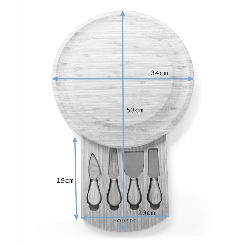 Taca do serowania serów z zestawem noży Bambusowa Kolor odcienie brązu i beżu