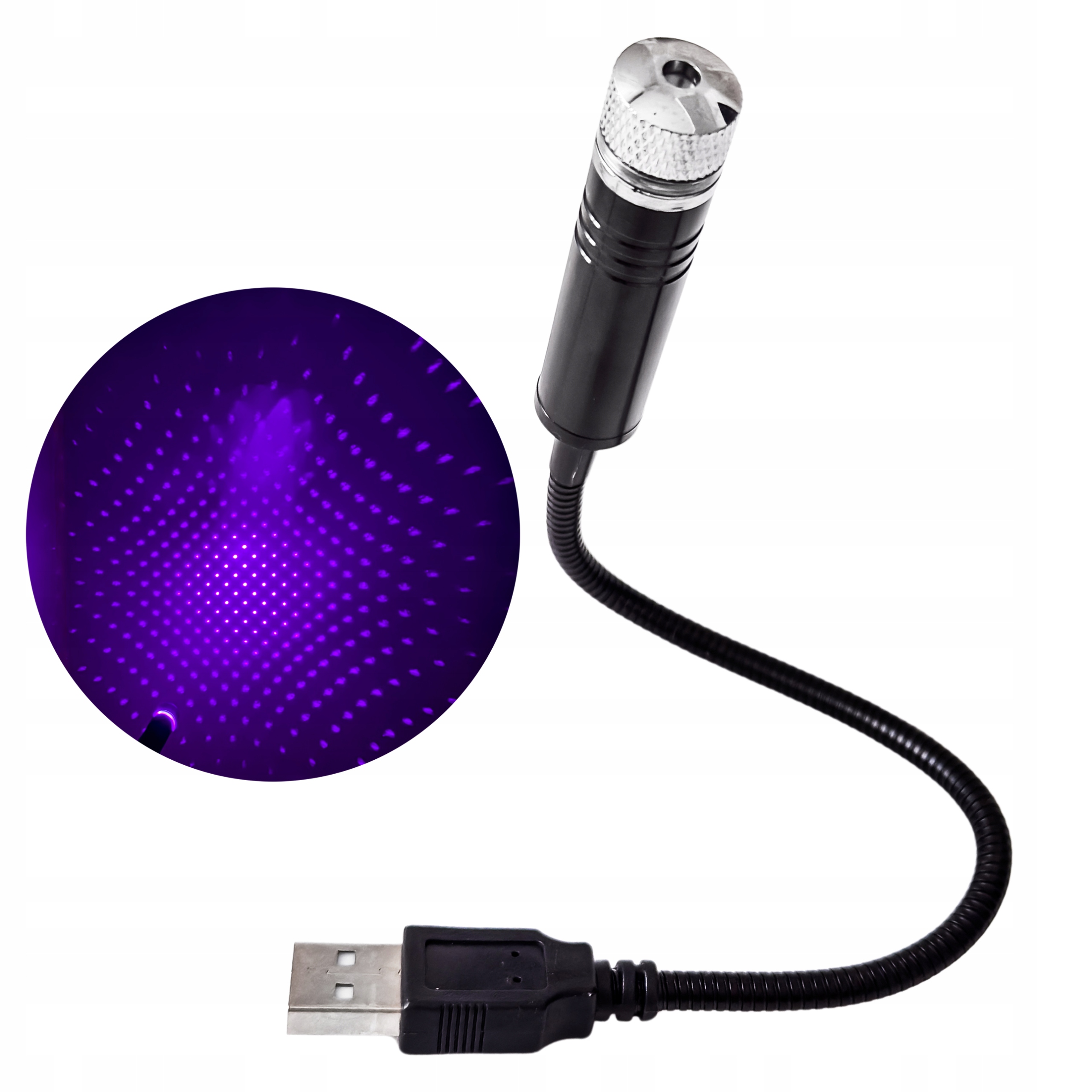 Projektor gwiazdy Usb Led laser fioletowy Hologram Podsufitka Do Auta