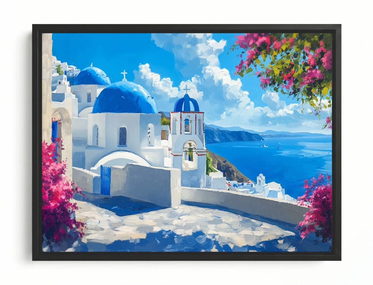 Obraz Rám Americká Krabička Pohled Pohlednice Řecko Santorini Ostrov Moře 80x60
