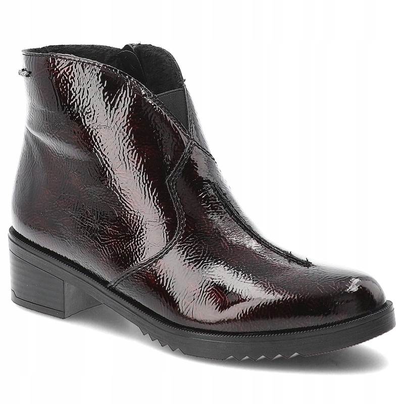 Červené Kotníkové Boty Rieker Elegantní lakovaná dámská obuv